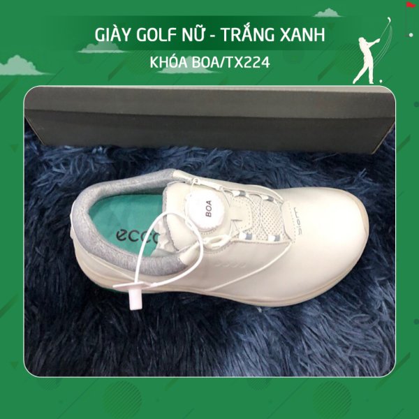 Giày golf nữ Ecco TX224 trắng xanh, khóa Boa