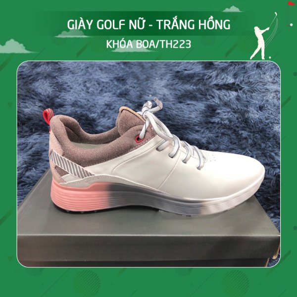 Giày golf nữ Ecco TH223 trắng hồng dây buộc
