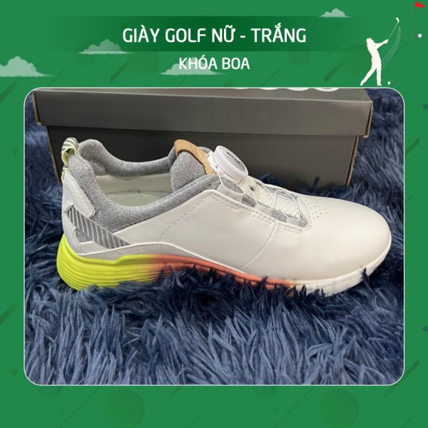 Giày Golf nữ Ecco trắng cam vàng